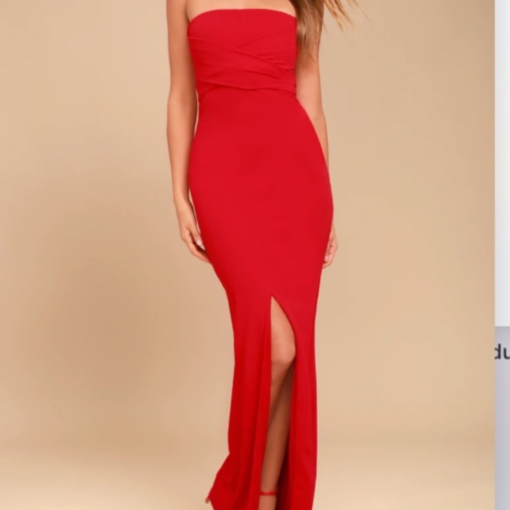 Lulus Own the Night Red Strapless Maxi Dress size medium